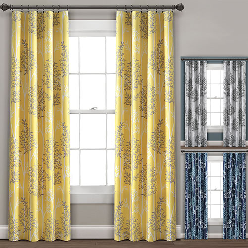 Linear Tree Insulated Rod Pocket Blackout Curtain Panel Set Lush Decor