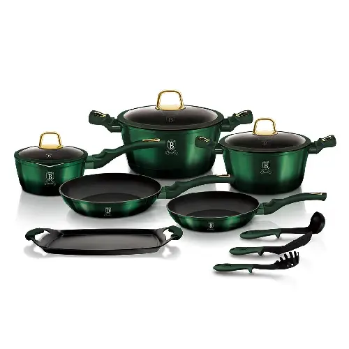 Berlinger Haus 12-Piece Kitchen Cookware Set, Emerald Collection