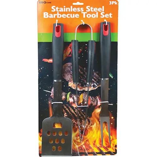 3 Pack Stainless Steel Barbecue Tool Set