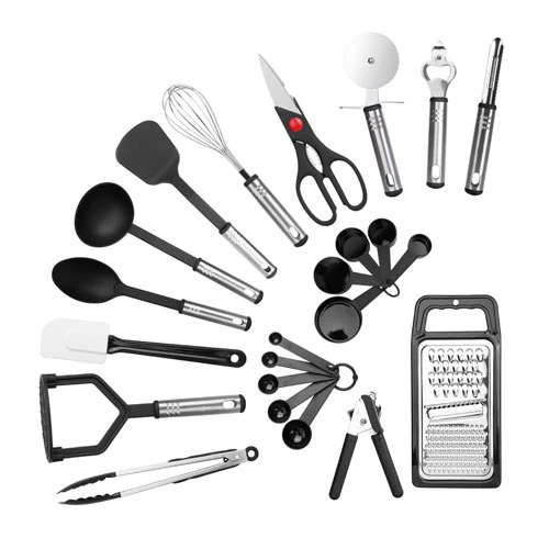 23-piece Stainless Steel Nylon Kitchen Utensil Set: Heat Resistant Cooking Tool Kit With Grater, Scr