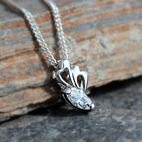 Rhodium Plating Brass Pendant Chain With AAA CZ In Clear-LOA1379