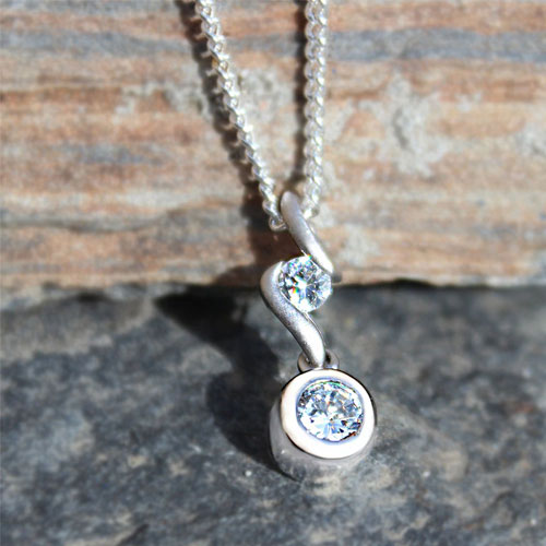 Rhodium Plating Brass Pendant Chain with AAA CZ in Clear