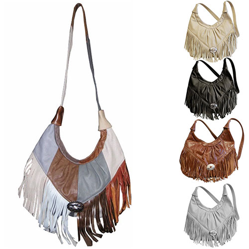 Fringed Leather Bag - Soft Genuine Leather