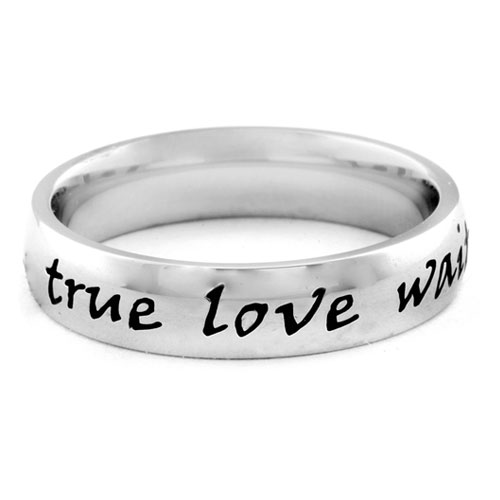 Polished True Love Waits Script Stainless Steel Ring