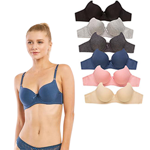 Ladies Plain Cotton Bra - 6 Pack