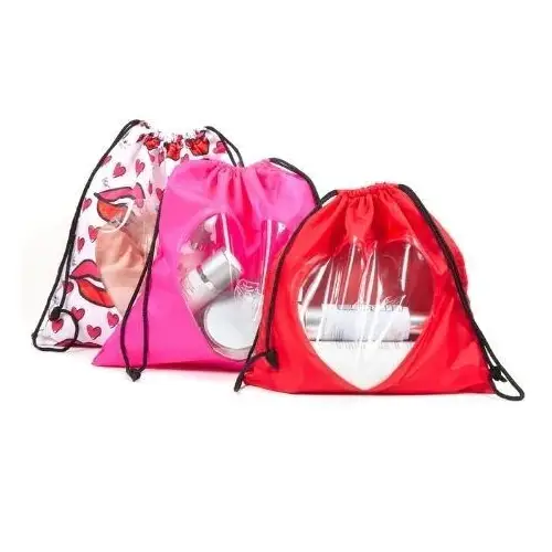 New Oprah Set Of 3 Carry-All Bags With Clear Heart Window