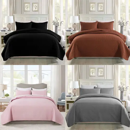 3 Piece Shams - Soft Brushed Microfiber, Lightweight Hypoallergenic All Season Quilt Set