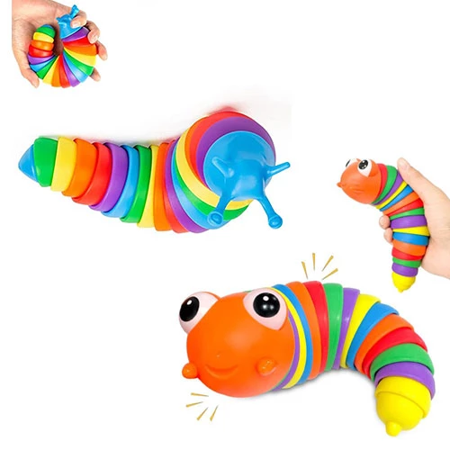 Assorted Multipack Rainbow Fidget Caterpillar Slug 3D Printed Toy