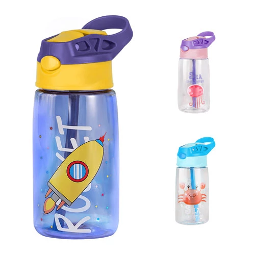 16.2Oz Leak-Proof Kids Water Bottle with Straw Push Button Sport Water Bottle for Kids Crab