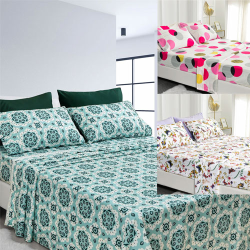 Printed pattern Bedding Sheet & Pillowcases Set - American Home Collection