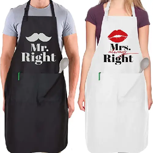 Funny Aprons For Men, Women And Couples (2 Pack)