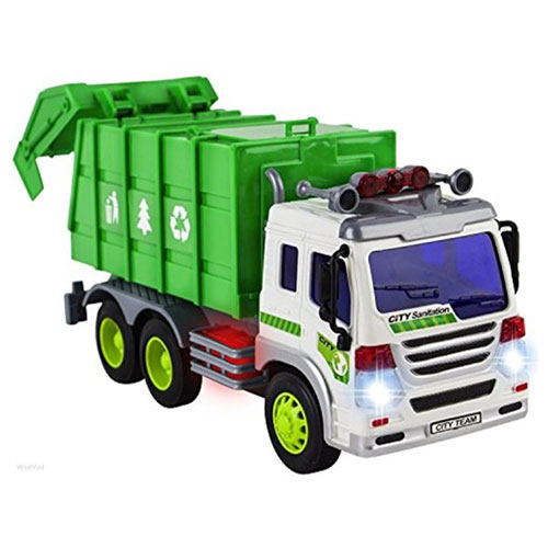 WolVolk-Green Trash Toy Truck With Lights And Sounds