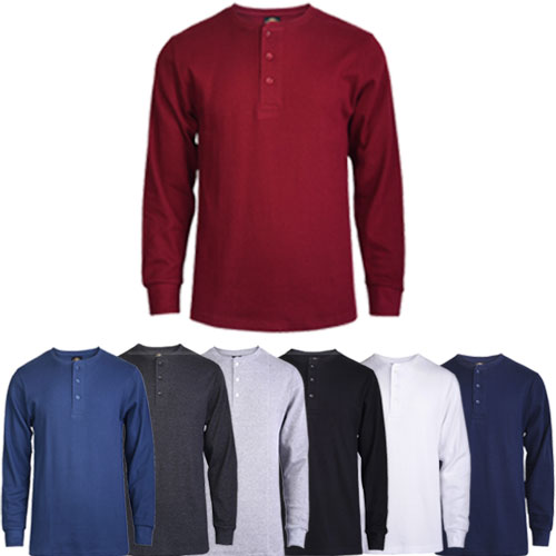 Men's Waffle Knit Thermal Henley Shirt