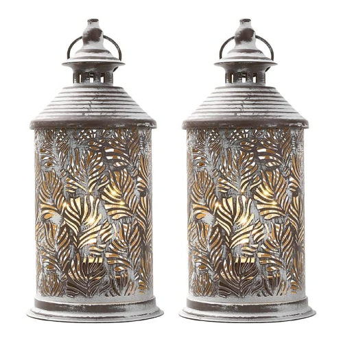 JHY DESIGN Set of 2 Metal Table Lamp Battery Powered 10.5''Tall Cordless Lamps Vintage Bedside