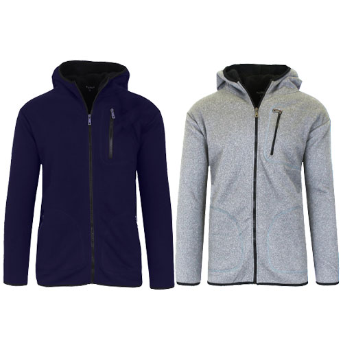 Men's Tech Sherpa Fleece-Lined Zip Hoodie With Chest Pocket Pack Of 2