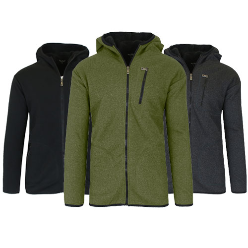 Men's Tech Sherpa Fleece-Lined Zip Hoodie With Chest Pocket