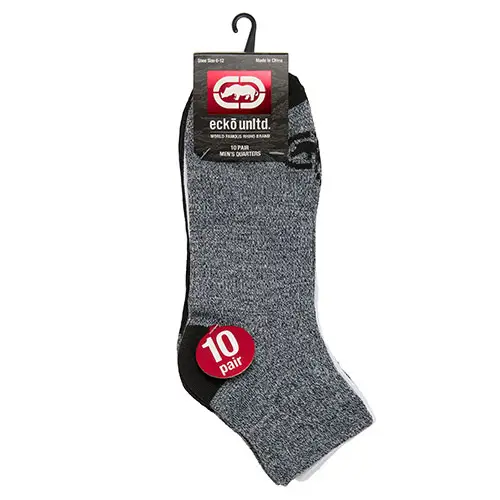 Ecko Unltd. Men's Socks 10 Pack Flat knit Quarter Length