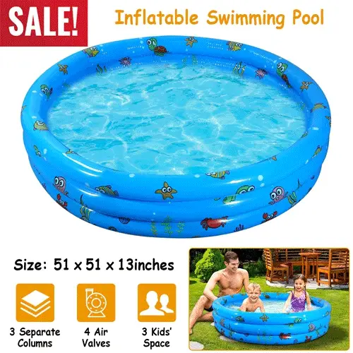 51x13” Inflatable Swimming Pool Blow Up Family Pool For 3 Kids