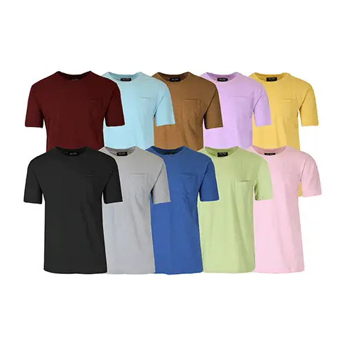 Men's 5-Pack Assorted Short Sleeve Cotton Crew Neck Tee with Chest Pocket