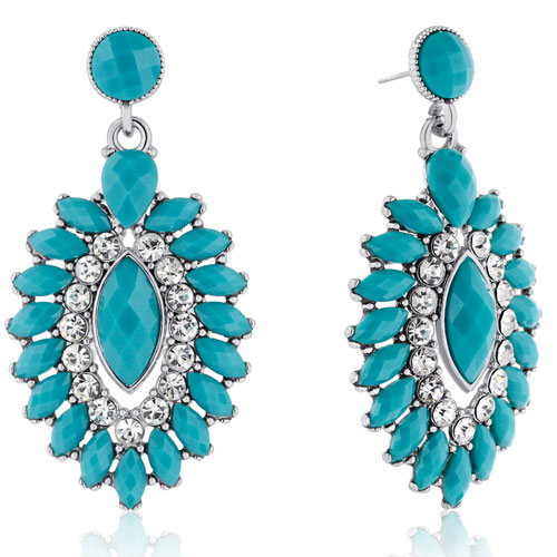 Evil Eye Crystal Earrings, Turq