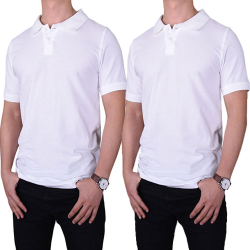 2 Pack 100% Cotton Men's Slim Polo Shirt