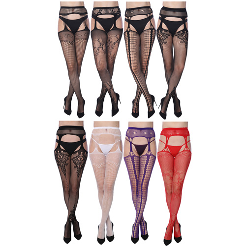 4 Pack Women's Fishnet Suspenders In Regular And Plus Sizes