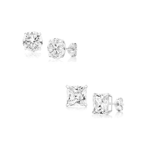 14K White Gold Stud Earrings Made with Swarovski Elements