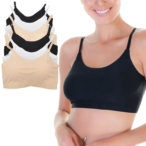 6-Pack Angelina Wire-free Laser Cut Bralettes with Lace Back Design