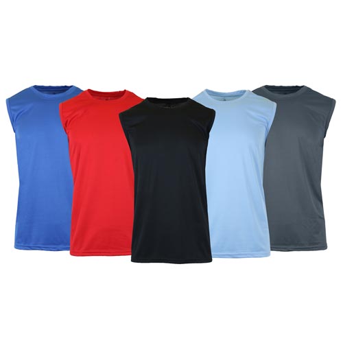 3 Pack Men's Moisture-Wicking Activewear Performance Muscle Tee