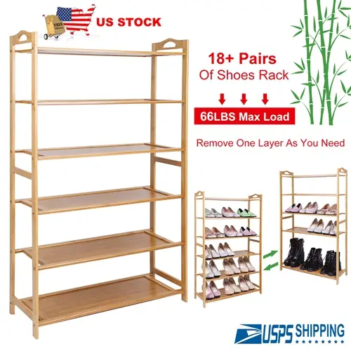 iMounTEK Bamboo 6 Tier Standing Tower Shoe Rack