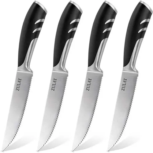 Steak Knives Set Of 4 - 5 Inch Full Tang Serrated Stainless Steel Steak Knife Set