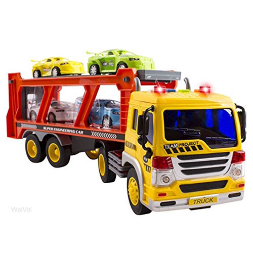 WolVol-Transport Car Carrier Truck Toy For Kids And Children With Light And Sound Effects