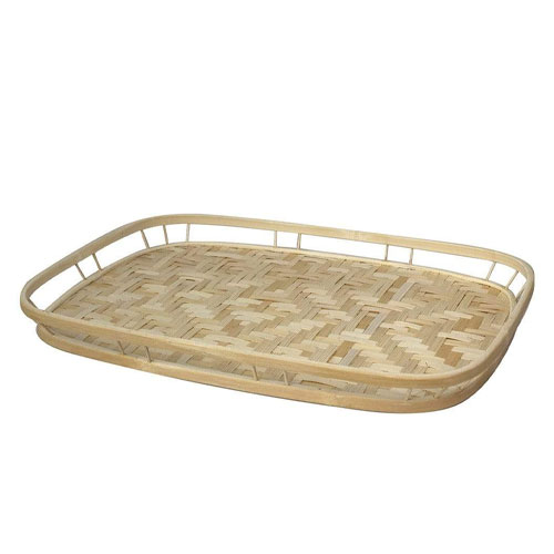 Bamboo Wicker Serving Trays With Handles