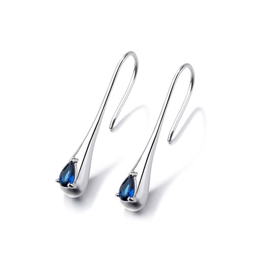 Sterling Silver Sapphire Water Drop Earrings