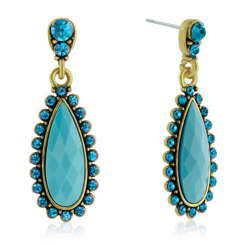 Drop Crystal Earrings,  Turq