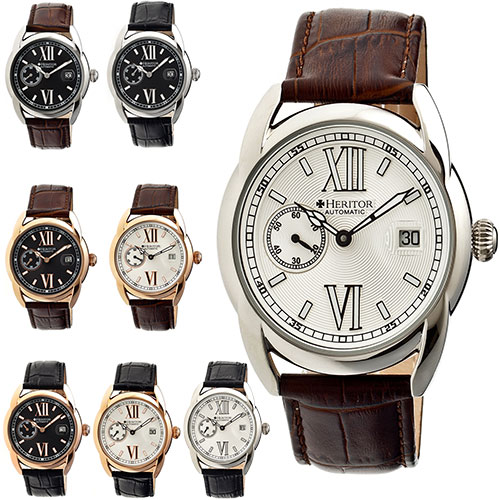 Heritor Burnell Leather Band Watch