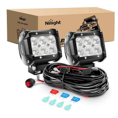 Nilight 2pcs 4 Inch 18w Flood LED Light Bars LED Work Lights LED Fog Lights Off Road Driving Lights
