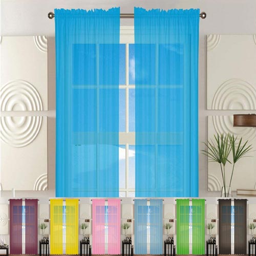 2-Piece SHEER Window CURTAIN/PANEL with 2" ROD POCKET
