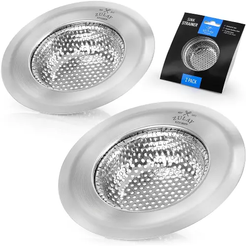 Sink Drain Strainer (2 Pack) - Wide Rim 4.5” Diameter