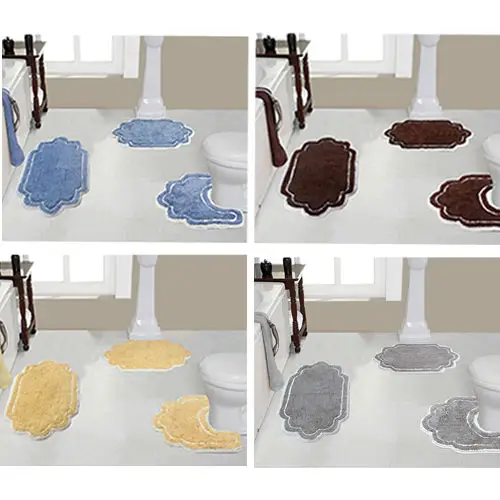 Set of 3 Allure Collection Cotton Tufted Bath Rug Set