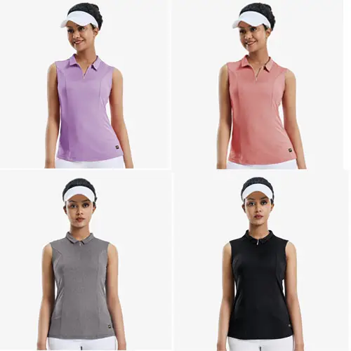 Women Golf Polo Shirts Sleeveless V Neck Tennis Shirt