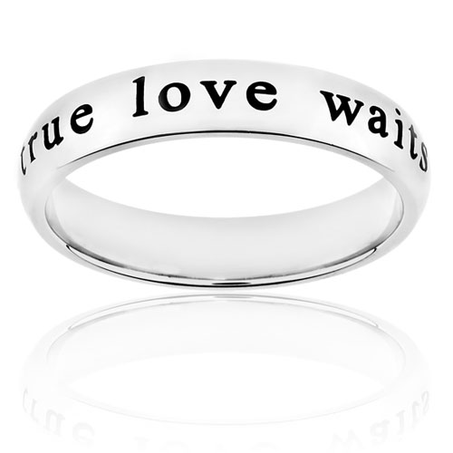 Polished Laser Engraved True Love Waits Stainless Steel Ring
