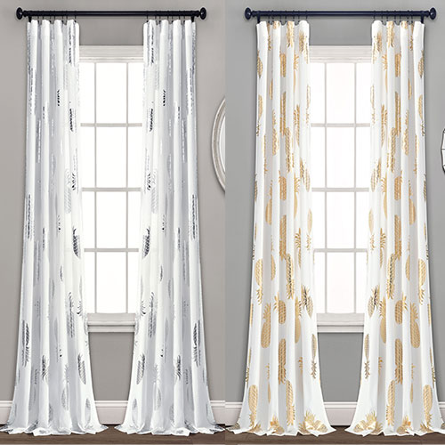 Window Curtain Panel Set - Pineapple Toss Lush Decor