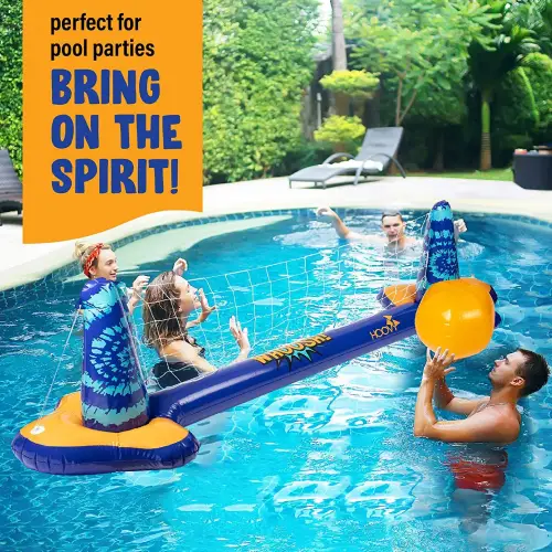 Inflatable Pool Float Volleyball Net And Basketball Hoop