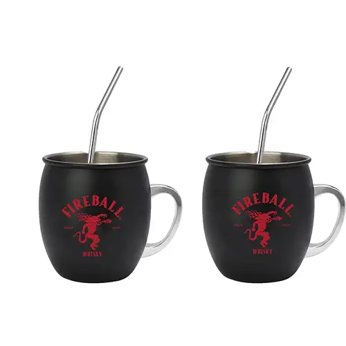 2 Piece Mule Mug with Stainless Steel Straws
