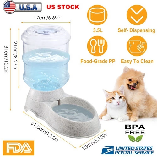 3.5L/1Gal Pet Water Dispenser Self-Dispensing Gravity Pets Water Feeder Automatic Pet Waterer
