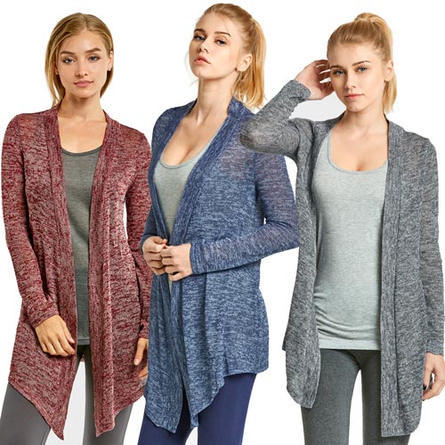 Women's Classic Long Heather Design Cardigan