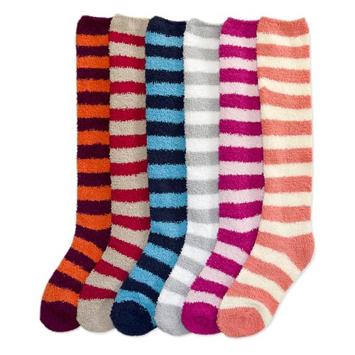 6 Pairs Ladies Plush Soft Knee-High Socks