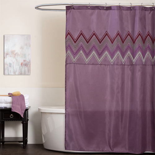 Lush Decor Mayra Geometric Polyester Shower Curtain Purple Single