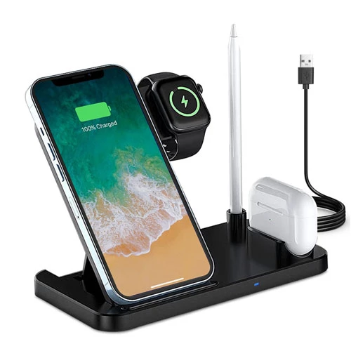4-in-1 Foldable Wireless Charger: Fast Charging Station for iWatch, Apple Pencil, Airpod, iPhone